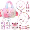 Parure de bijoux licorne ViEinkaufen 26 pièces pour filles Sac en peluche licorne Collier, bracelet, boucles d'oreilles,