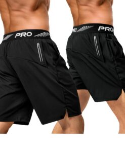 Aquota 9" 5" Lot de 2 Shorts de Course pour Hommes - Cuissard de Running Séchage Rapide avec Poches Zippées Fitness