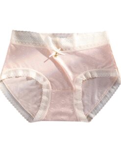 Femmes Taille Moyenne Coton Respirant et sans Couture Impression nœud Culotte Noir