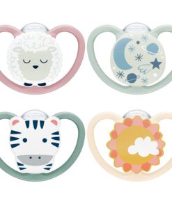 NUK Space Sucettes Phosphorescentes pour Bébé | 6-18 Mois | Aérations Extra-Larges pour Peaux Sensibles | Silicone Sans