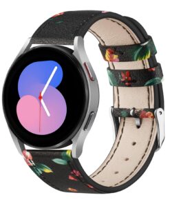 Bracelet en cuir Samsung Galaxy Watch 5 40 mm/44 mm et Watch 5 Pro 45 mm/Watch 4 Classic 42 mm/46 mm, pour homme et femm