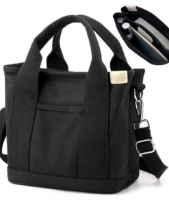 Sac Aucuu Femme en Toile, Bandoulière Réglable, Fermeture Éclair, Multifonctionnelle pour École, Shopping et Voyages