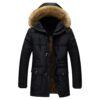 ZDJSWJ Hommes parka doudoune épais imperméable chaud col fourrure grande taille