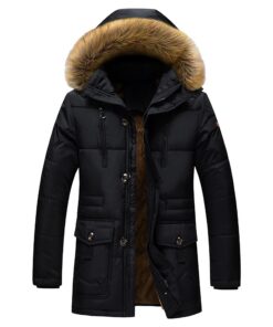 ZDJSWJ Hommes parka doudoune épais imperméable chaud col fourrure grande taille