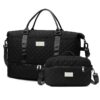 Sac de Voyage Outplea 55L Femme, Sac Valise avec Poche Humide et Compartiments pour Chaussures, Noir pour Le Week-end et