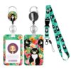 Hifot Porte-badge rétractable enrouleur de badge avec clip de ceinture pour enfants femmes infirmières noir mignon et am