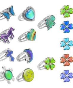 Hifot Bagues d'humeur Réglables pour Femmes et Hommes - 10 Pièces de Couleur Changeante Bijoux, Accessoire de Cadeau pou