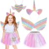Déguisement Licorne Fille avec Jupe Tutu et Ailes pour Carnaval et Fêtes Anniversaires Cadeaux