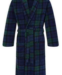 Robe de chambre John Christian en polaire, tartan écossais - Chaude et confortable - Idéale pour la maison - Doublure en