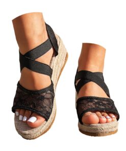 Chaussures Antidérapantes et Respirantes en Été pour Femme | Sandales Compensées Bout Ouvert | Comfortable Talon Platefo