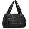 VINBAGGE Sac à Main en Cuir Souple pour Femme lavé avec Multi-Poches Sac à Bandoulière Élégant et Spacieux Sac à Main Ca