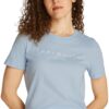 Tommy Hilfiger Women's Round Neck Short Sleeve T-Shirt + Tailored Fit + Fashionable Style + Casual Wear + Breathable Fab