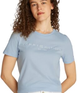 Tommy Hilfiger Women's Round Neck Short Sleeve T-Shirt + Tailored Fit + Fashionable Style + Casual Wear + Breathable Fab