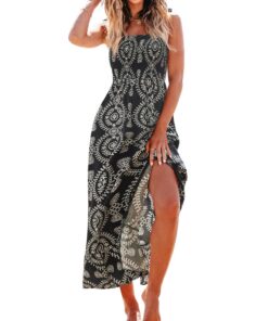 CUPSHE Robe longue d'été décontractée à bretelles smockées pour femme - Motif cachemire - Femmes - Relâche - Été - Décon