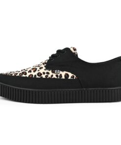 T.U.K Pointed Creeper Sneakers - Chaussures Unisex - Mode Punk, Goth et Rock - Lacets en Toile et Daim - Marron