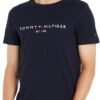 Tommy Hilfiger T-Shirt Homme Manches Courtes Core Logo Col Ras-du-Cou | T-Shirt Classique pour Homme | Logo Élégant et T