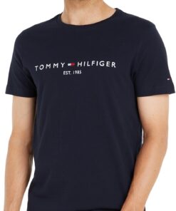 Tommy Hilfiger T-Shirt Homme Manches Courtes Core Logo Col Ras-du-Cou | T-Shirt Classique pour Homme | Logo Élégant et T