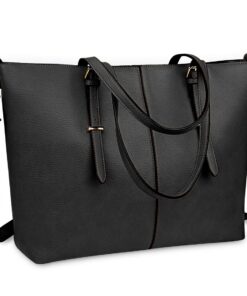 NUBILY Sac Cabas Femmes en PU Cuir Imperméable Grand Sac à Main Voyage Sac Ordinateur Portable 15.6 inch Bandoulière