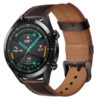 bracelet Wanme en cuir pour Huawei Watch GT2/GT 2 Pro/GT3/GT 2e, compatible 46mm, bracelet de remplacement 22mm pour GT2