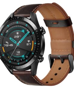bracelet Wanme en cuir pour Huawei Watch GT2/GT 2 Pro/GT3/GT 2e, compatible 46mm, bracelet de remplacement 22mm pour GT2