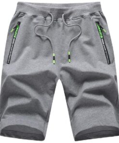 JustSun Homme Running Shorts Sport Coton Léger avec Poches Zippées