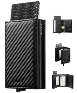 [VULKIT Porte-Cartes de Crédit Homme] + [RFID] + [Pop Up] + [3 Emplacements] + [Billets en Cuir]