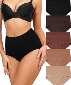 Levao Lot de 5 Culottes Femmes Coton Élastique Doux S-XXL pour Femmes Coulisses Élastiques MulticoloresComfortables Culo