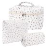 Toilette Ouxayapl Lot de 3 Trousse de Maquillage Fleurs Femme, Matelassée Grande Capacité Voyage, Pochette Cosmétique Do