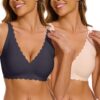 CheChury Soutien-Gorge Femme sans Armature Push Up Grande Taille Col en V Rembourré Sans Couture Coussinets Invisibles M