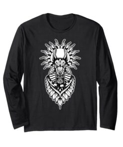 Anubis Dieu égyptien Ankh Œil d'Horus Manche Longue Hommes Mode Africaine Chic Noir Blackwork