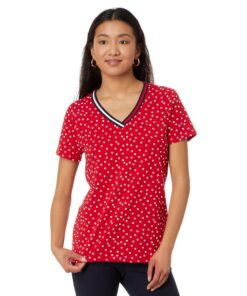 Tommy Hilfiger J3LHR231 Chemise à Manches Longues Col En V Femme