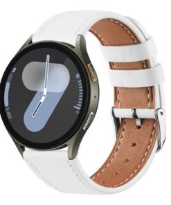 Bracelet Wanme Samsung Galaxy Watch 40mm 44mm Femme Homme, Cuir Remplacement Blanc