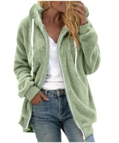 Veste Femme Wyongtao Polaire Chaud Sweat À Capuche En Peluche Couleur Unie Hiver Doublure Poche Zippée Épaissir Chic Cas