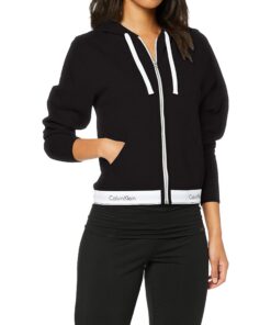 Calvin Klein Full Zip Hoodie Femme Sweatshirt Élégant pour Femme Sport Mouvement Ventilé Capuche Fermeture Éclair Filmée