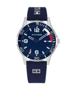 Tommy Hilfiger Montre Garçon - Cadran Bleu, Bracelet en Silicone, Boîtier Acier Inoxydable 34mm - 1720016