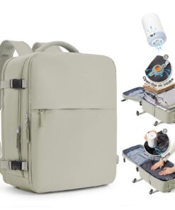 Sac à Dos Sous Vide Bagage à Main Ryanair, Sac Voyage avec Système de Vide Étanche et Pompe pour le Voyage - Taille Cabi