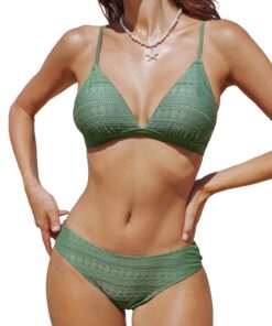 Bikini Triangle Femme à Bordures Contrastantes 2 Pièces - Maillot de Bain CUPSHE