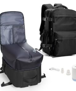 BOXSAM Sac à Dos de Voyage Cabine avec Système Vacuumpack - Sac Compression sous Vide Imperméable - Pompe Intégrée pour
