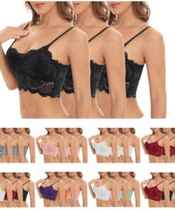 UHouse Lot de 3 soutien-gorge dentelle push up femme sexy Brasière classique sans armature Minimiseur lingerie