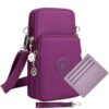 LYJOW Sac Portable Femme Bandoulière Rose - Poche pour Téléphone, Portefeuille et Sacoche, Reglable pour Running et Été,