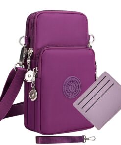 LYJOW Sac Portable Femme Bandoulière Rose - Poche pour Téléphone, Portefeuille et Sacoche, Reglable pour Running et Été,