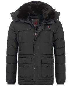 Höhenhorn Achalm Veste d'hiver matelassée pour homme avec capuche amovible et col en fourrure synthétique chaud et confo
