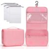 Zivacate Trousse de Toilette à Suspendre Rose - Étanche, Poignée, PourHommeFemme,Voyage,Fitness,Camping,Sacs 3 Cordon