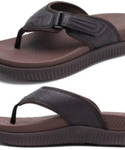 KuaiLu Tongs Athlétique Coussin Hommes Sandales de Marche Résistant à l'eau & léger, Confort et Souple & Soutien de Voût
