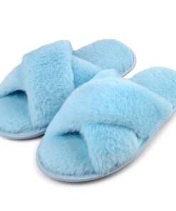 Chaussons Femme Riemot Antidérapantes et Confortables Chaussons Hiver Bout Ouvert Pelucheuses Intérieur/Extérieur