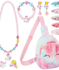 Sac VGMANNTA à main en licorne pour fille - Bijoux - Cadeau anniversaire - 4-8 ans - Couleur vive