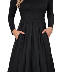 AUSELILY Robe Décontractée Plissée pour Femmes avec Poches Confortable pour le Quotidien - Élégante & Polyvalente