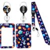 Hifot Porte-badge rétractable pour enfants et femmes en planètes spatiales