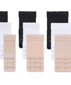 ZJCANGLIU Rallonge Soutien Gorge 9 PCS Noir Blanc Peau, Extension Soutien Gorge 3 Crochets Réglables pour Femme, Attache