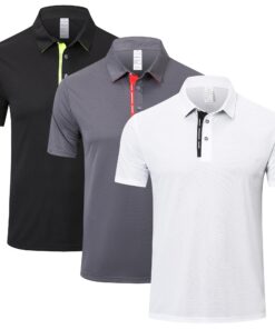 ZENGVEE Polo Homme Manches Courtes Casual Outdoor Anti-Odeur Respirant Confortable 3 Pack